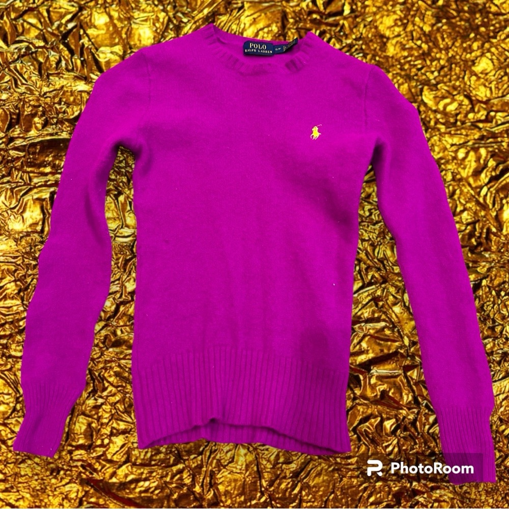 POLO RALPH LAUREN cashmere Barbie pink sweater 7/8